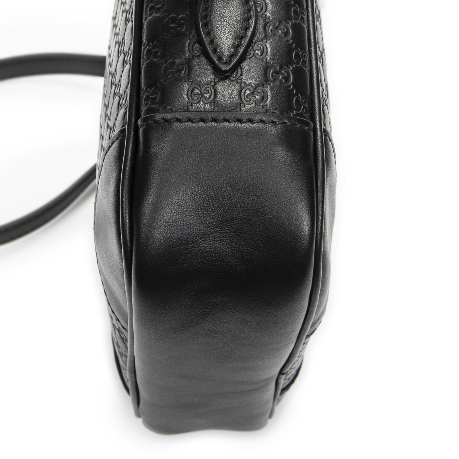 Gucci Bree Cross Belt Bag Black Micro Guccissima Leather — view 7