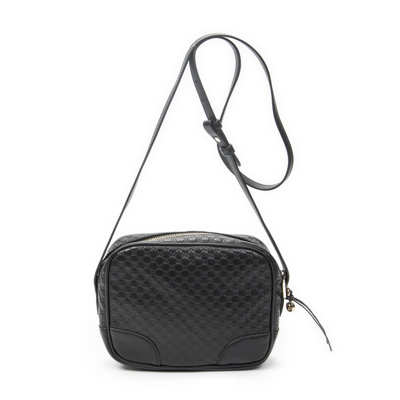 Gucci Bree Cross Belt Bag Black Micro Guccissima Leather — view 5