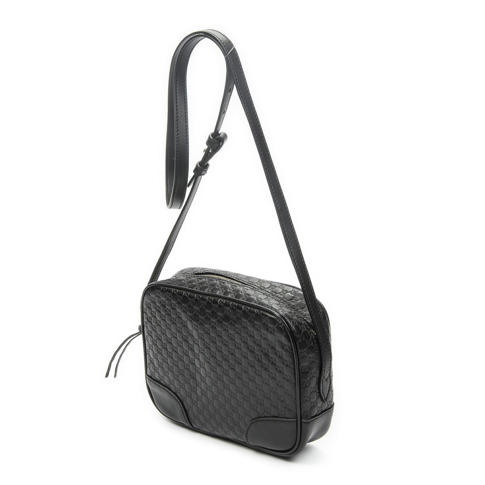 Gucci Bree Cross Belt Bag Black Micro Guccissima Leather — view 2