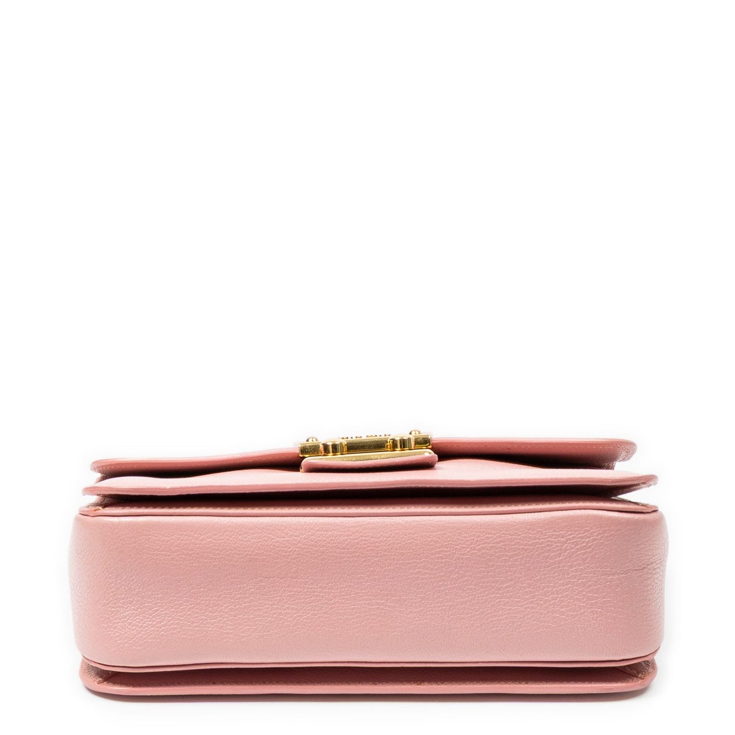 Miu Miu Medium Push Lock Top Handle Cross Belt Bag Pink Madras Leather — view 6