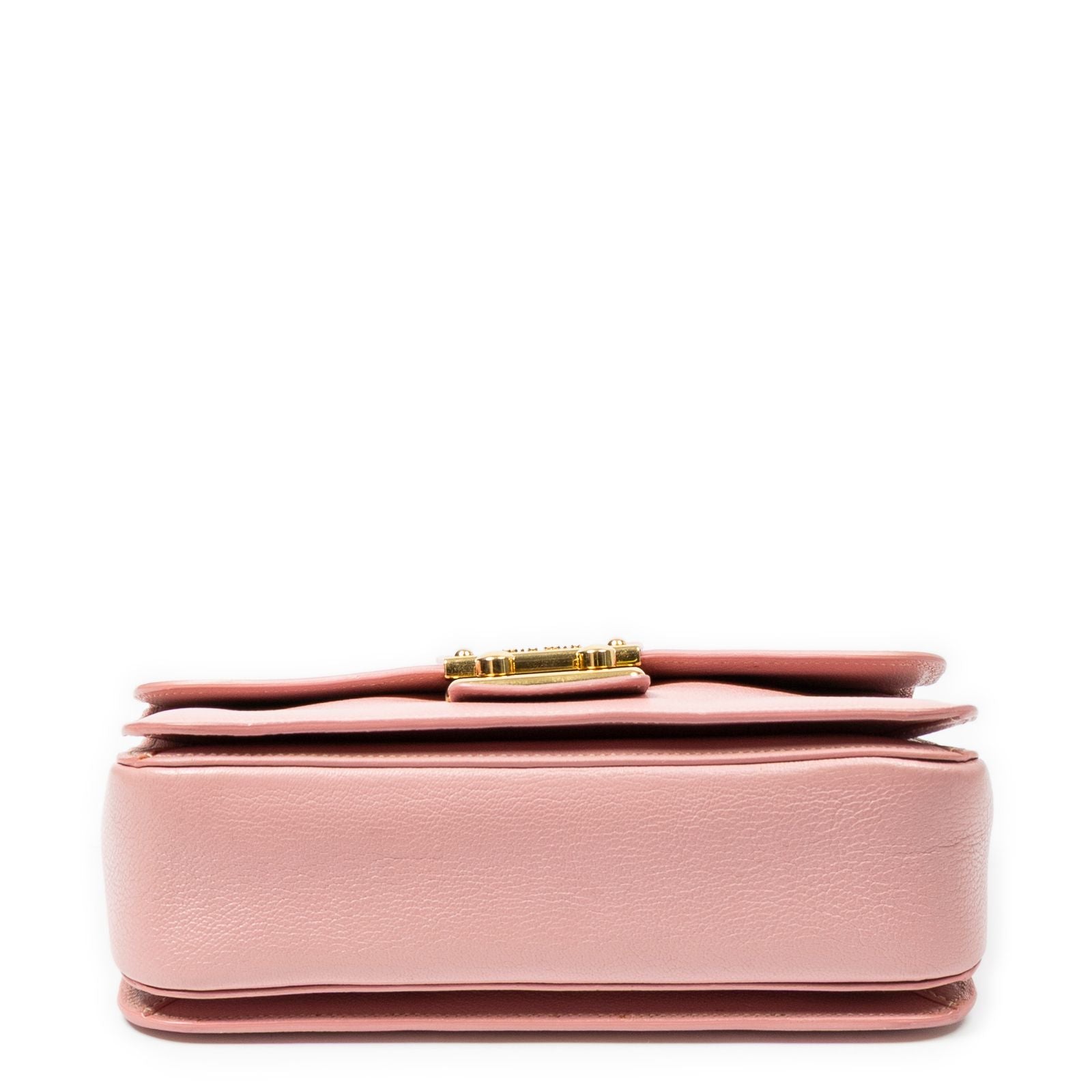 Miu Miu Medium Push Lock Top Handle Cross Belt Bag Pink Madras Leather — view 6