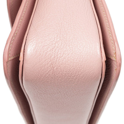 Miu Miu Medium Push Lock Top Handle Cross Belt Bag Pink Madras Leather — view 7