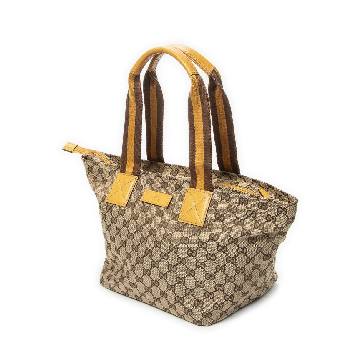 Gucci Medium Web Trapeze Tote Yellow Beige GG Canvas — view 2