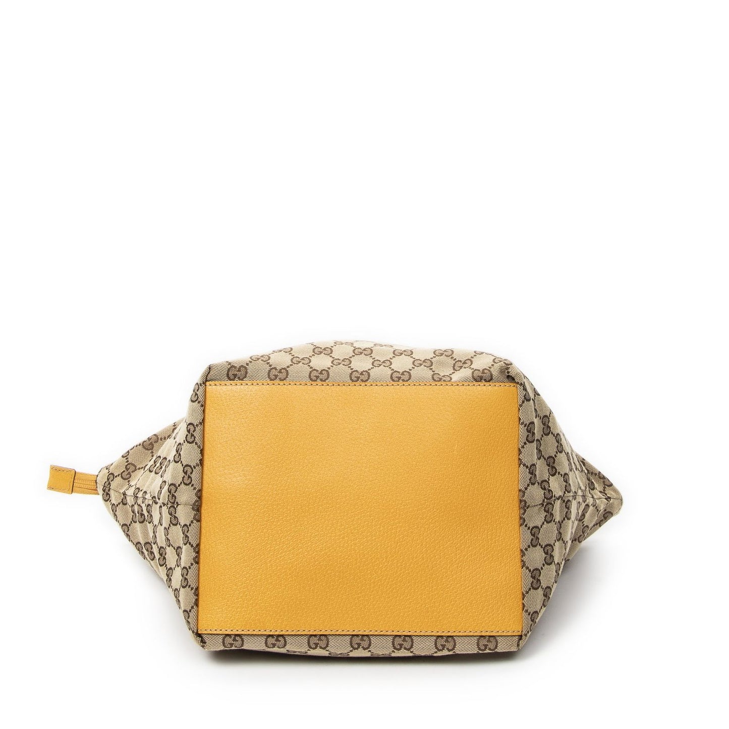Gucci Medium Web Trapeze Tote Yellow Beige GG Canvas — view 6
