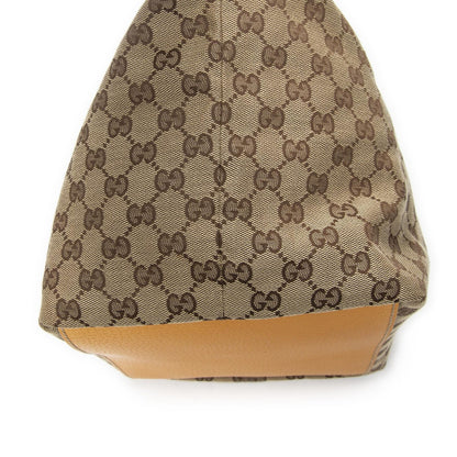 Gucci Medium Web Trapeze Tote Yellow Beige GG Canvas — view 7
