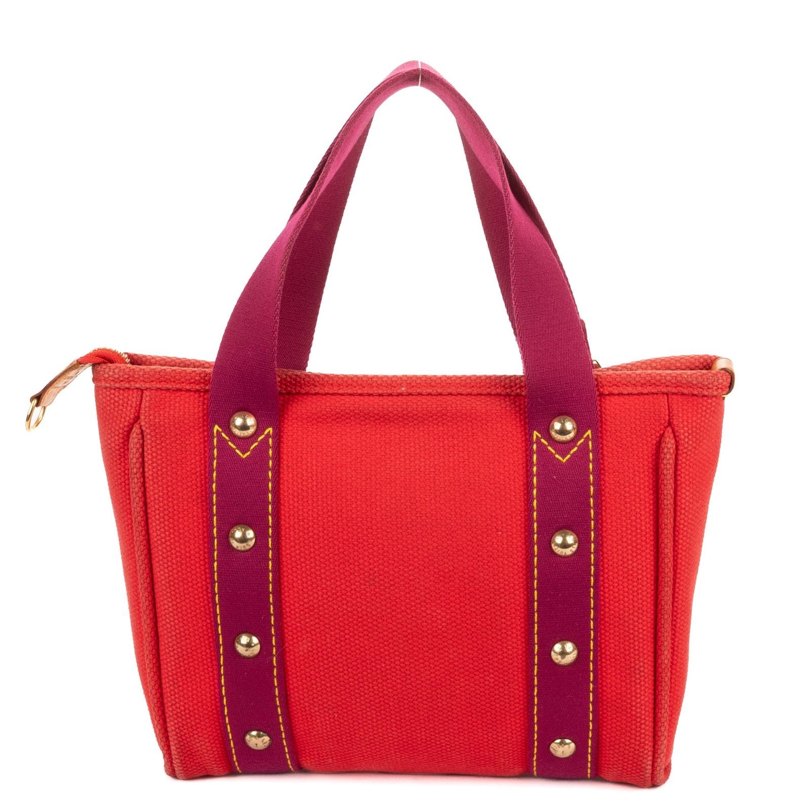 Louis Vuitton Antigua Cabas Red Magenta Oven Canvas Shoulder Bag — view 5