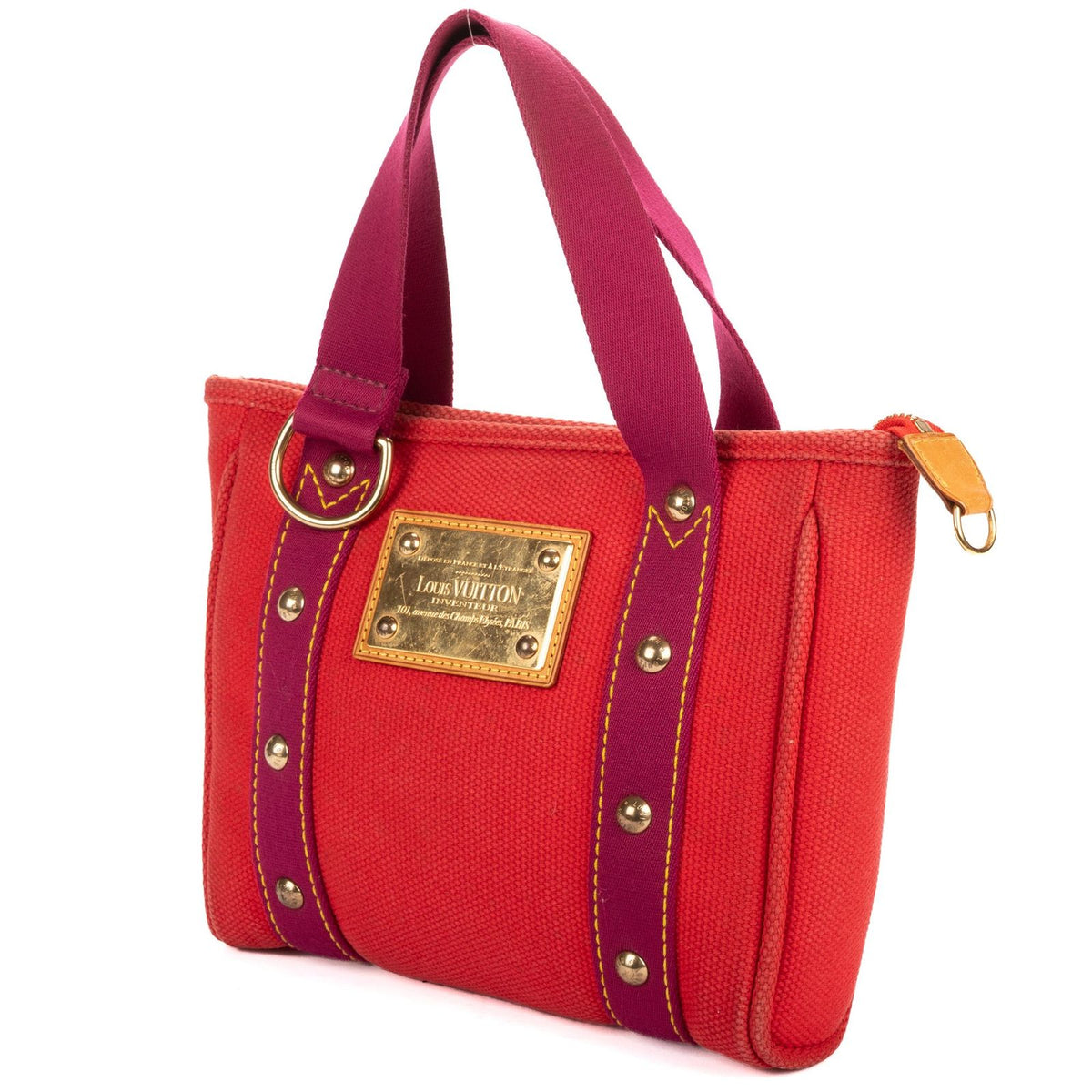 Louis Vuitton Antigua Cabas Red Magenta Oven Canvas Shoulder Bag — view 2