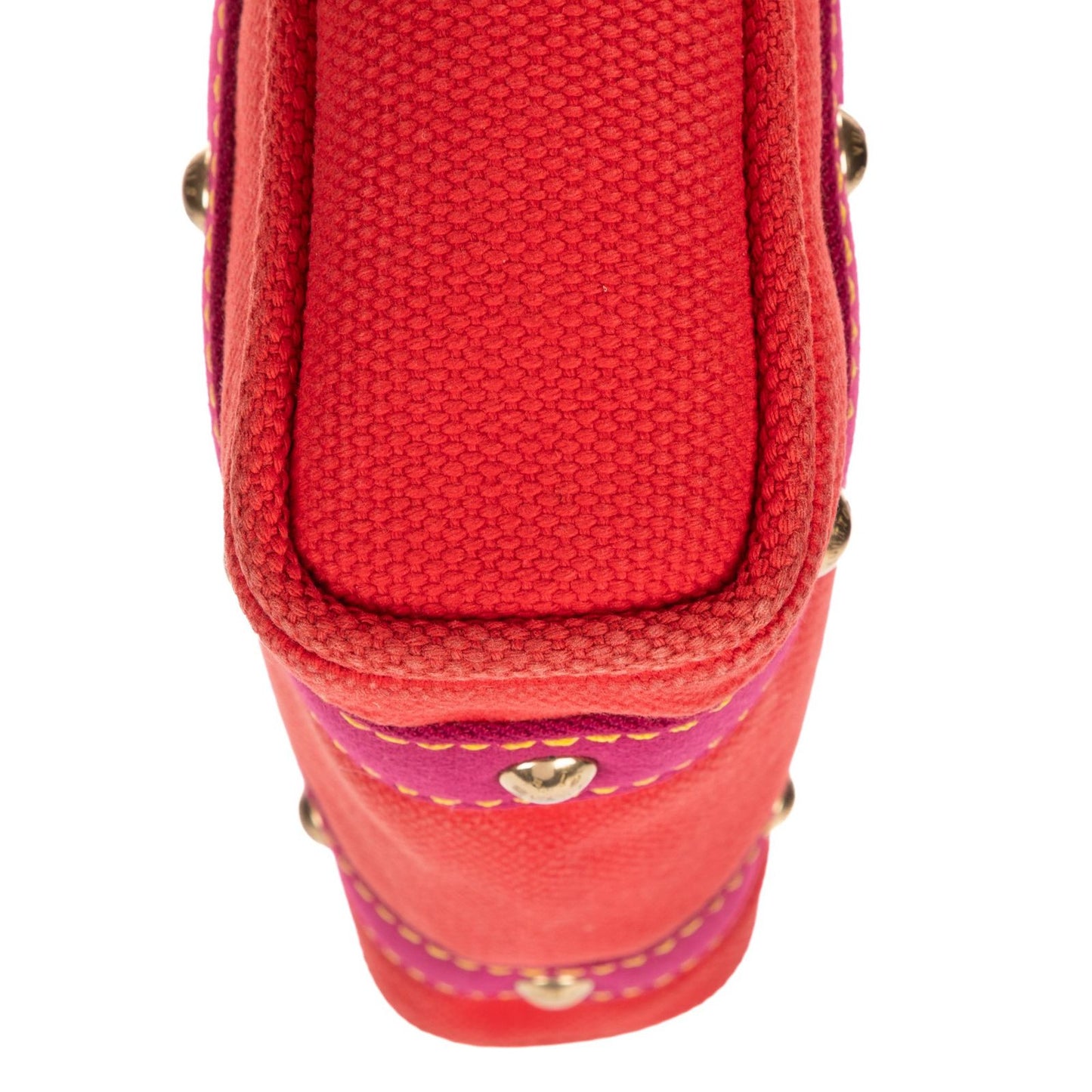 Louis Vuitton Antigua Cabas Red Magenta Oven Canvas Shoulder Bag — view 7
