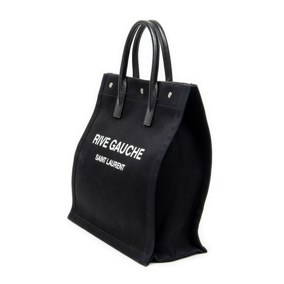 Saint Laurent Vertical Rive Gauche Tote Black Canvas — view 2
