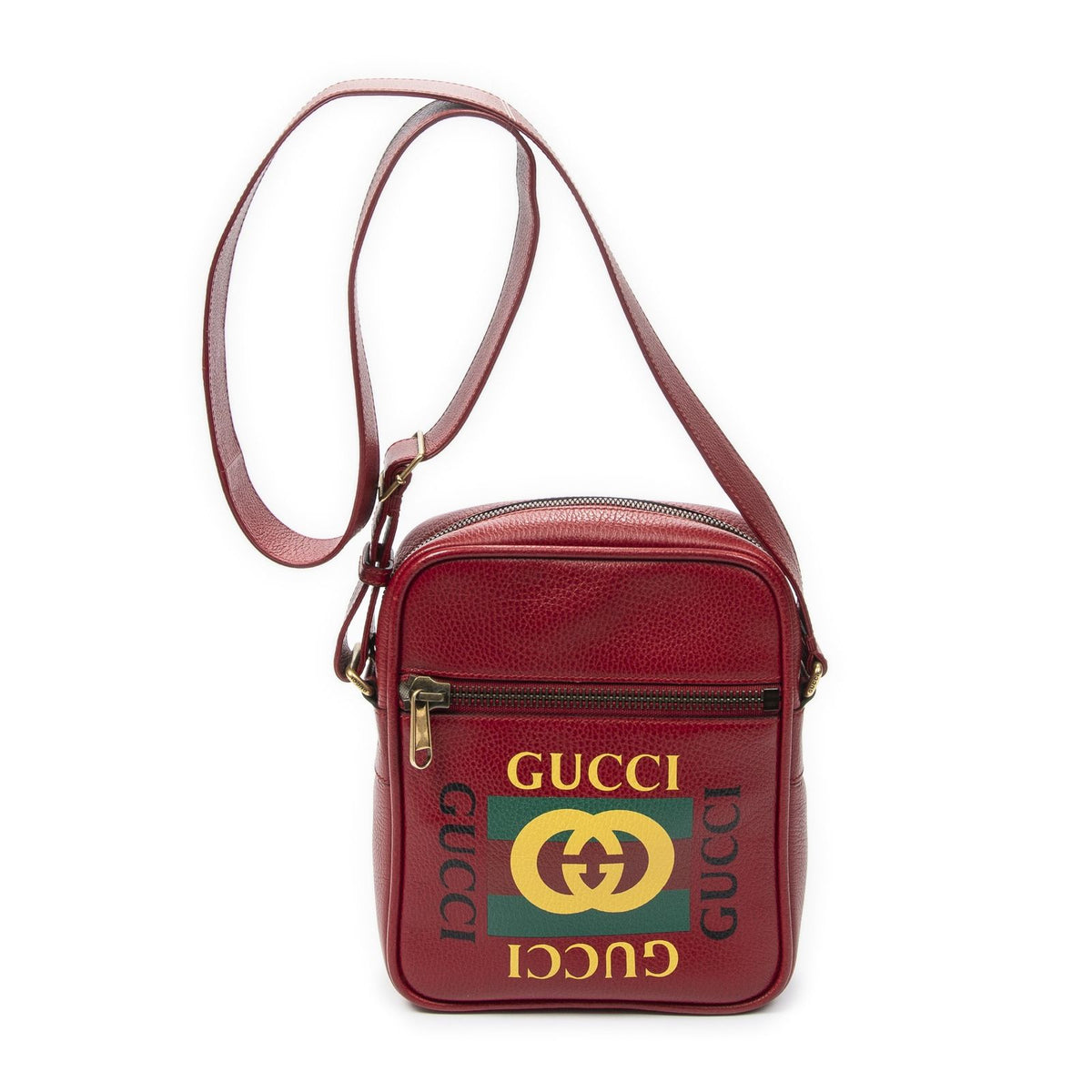 Gucci Small Messenger Red Grain Calfskin Leather