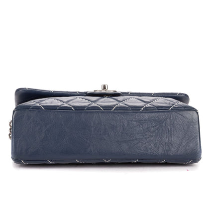 Chanel Karl Lagerfeld Collection Jumbo Single Flap Bag Navy Quilted Chevron — view 6