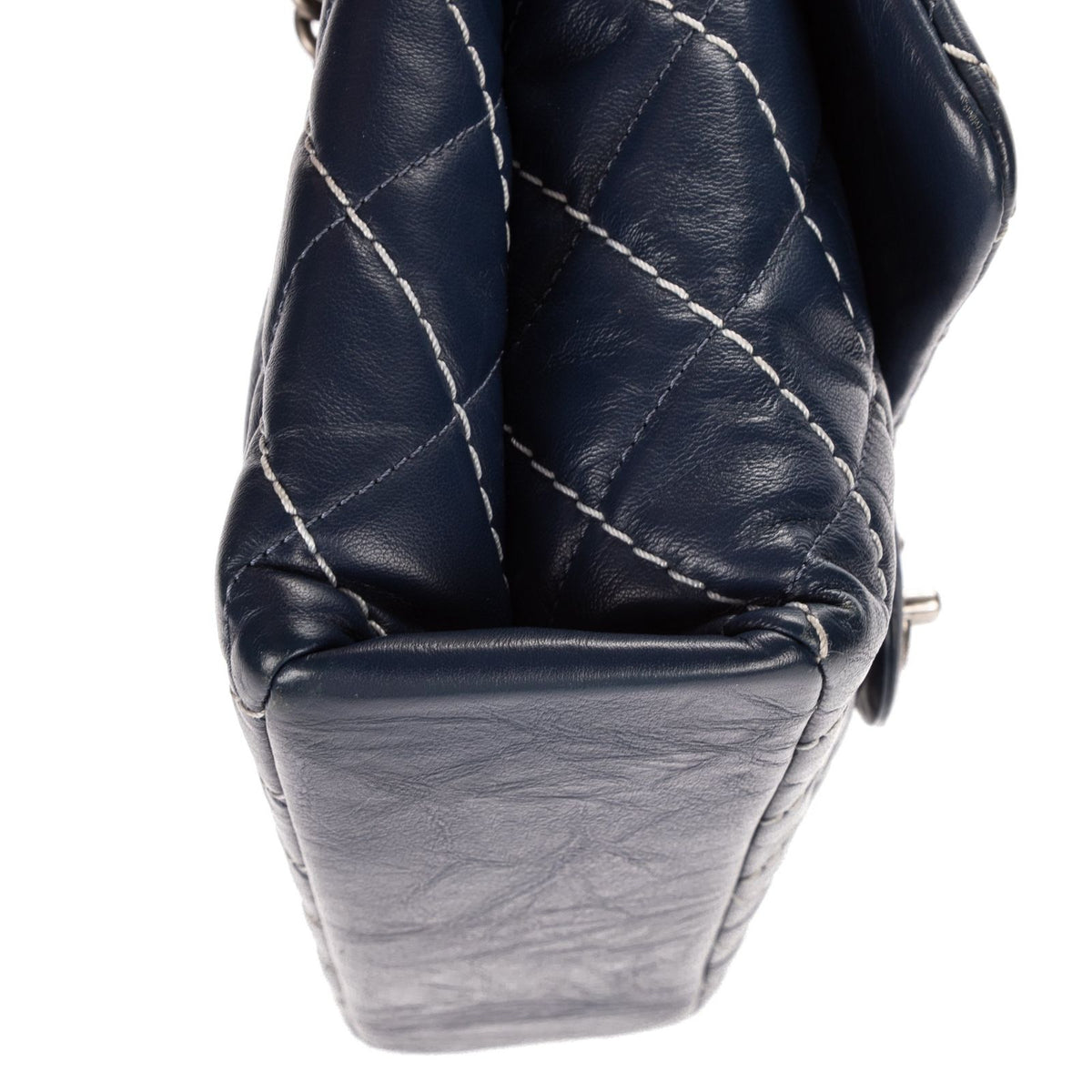 Chanel Karl Lagerfeld Collection Jumbo Single Flap Bag Navy Quilted Chevron — view 8