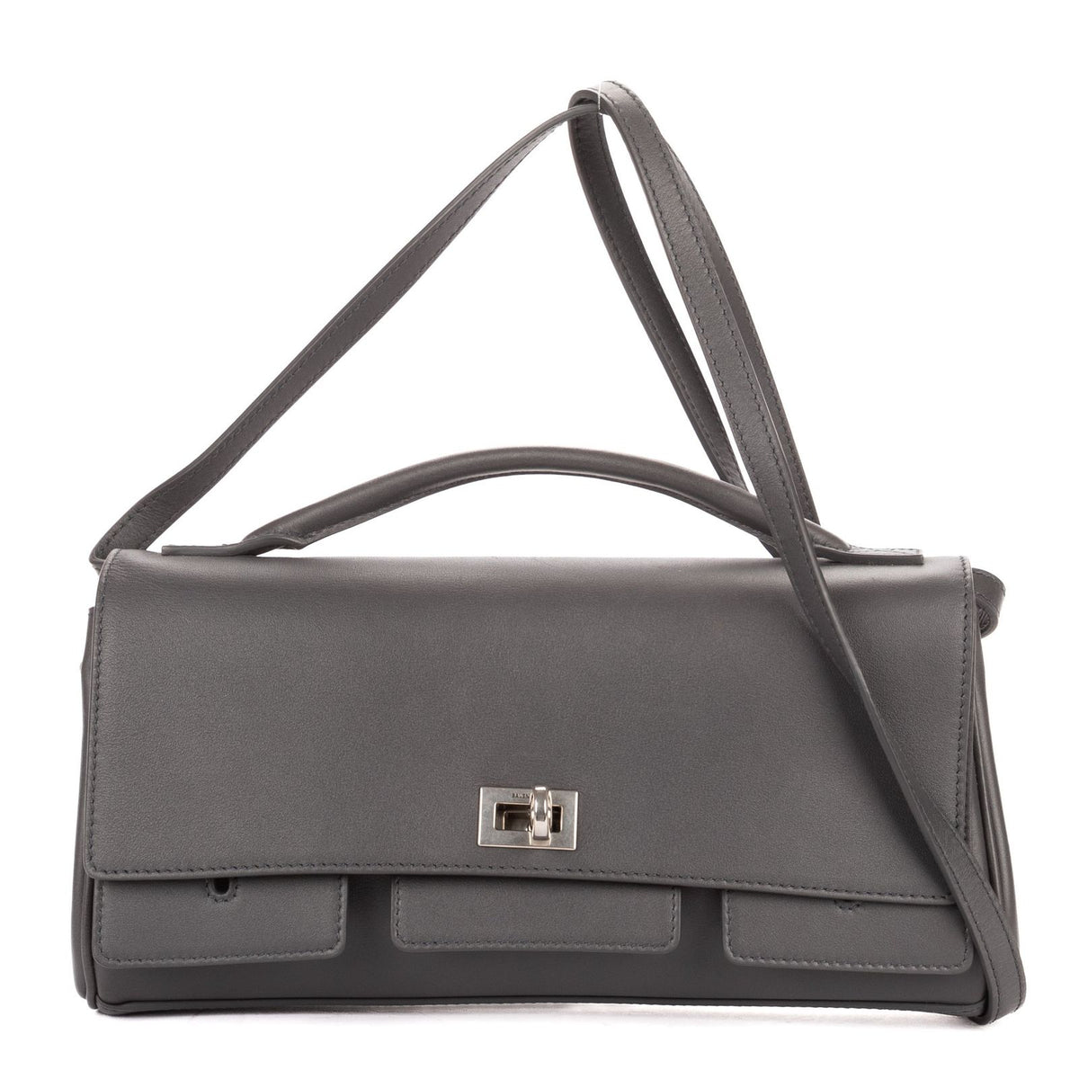 Balenciaga Small Bel Air Clutch Gray Smooth Calfskin