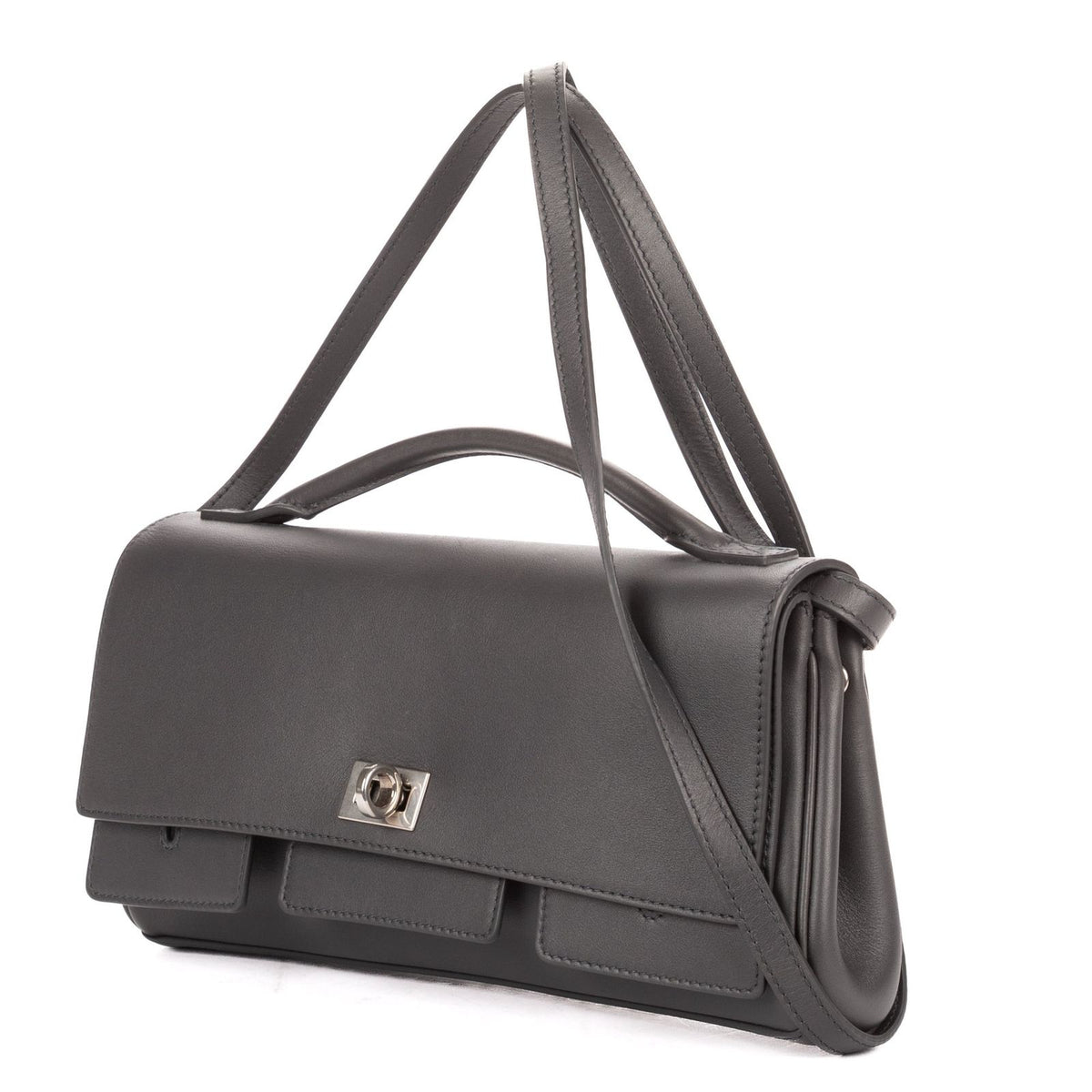Balenciaga Small Bel Air Clutch Gray Smooth Calfskin — view 2