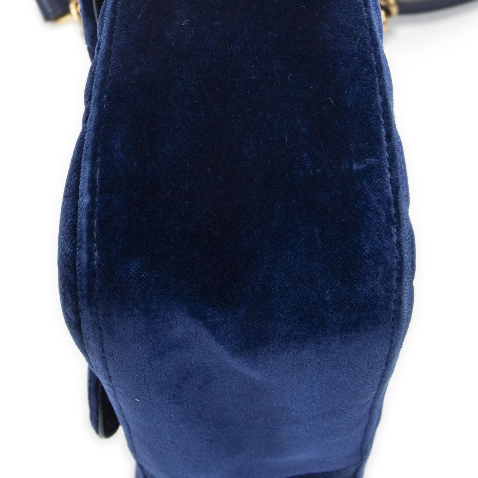 Gucci Small GG Marmont Flap Bag Navy Blue Matelasse Velvet — view 8