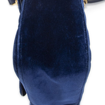 Gucci Small GG Marmont Flap Bag Navy Blue Matelasse Velvet — view 8