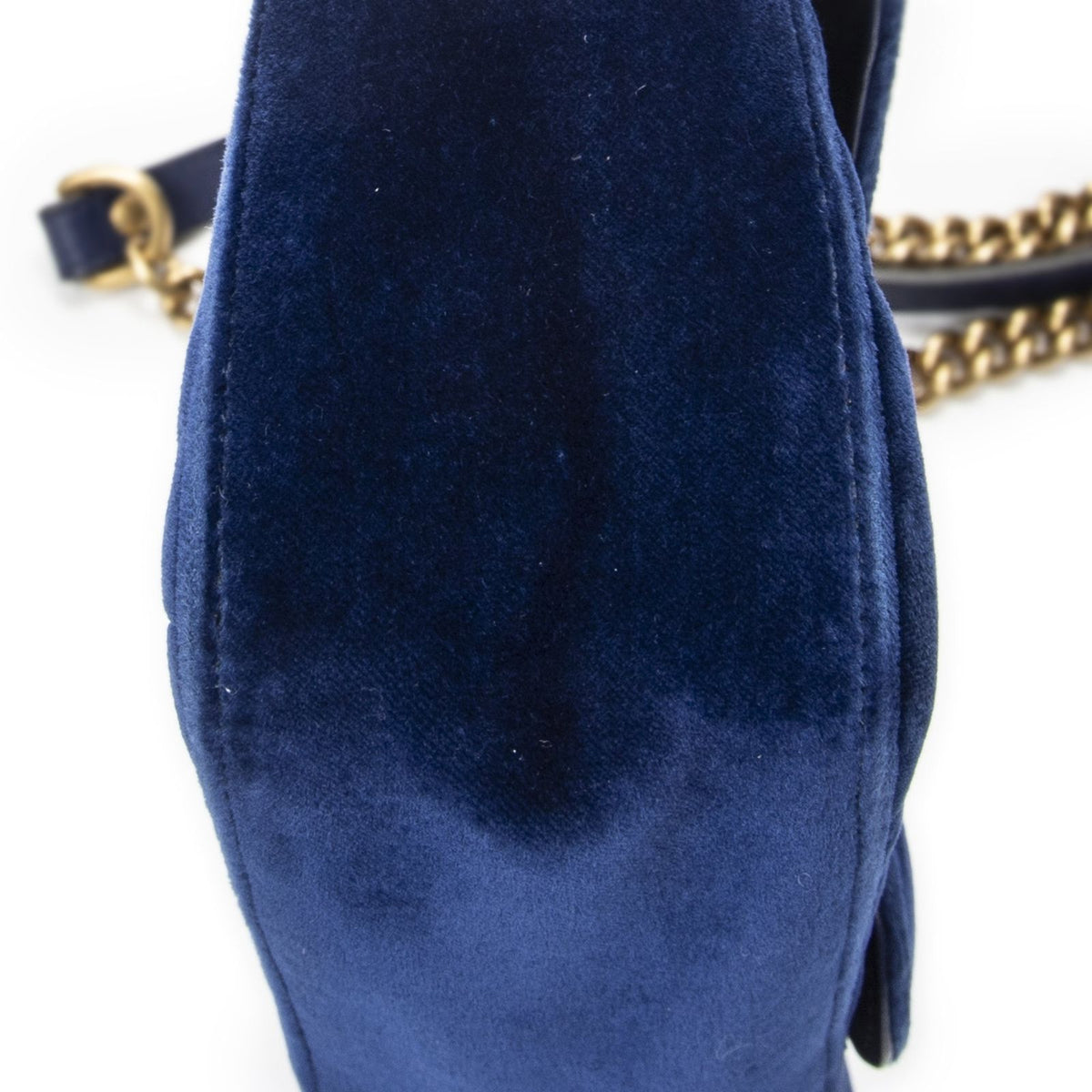 Gucci Small GG Marmont Flap Bag Navy Blue Matelasse Velvet — view 7
