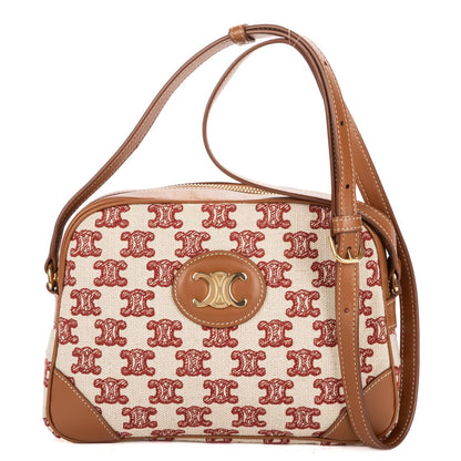 Celine Camera Bag Beige Red Canvas