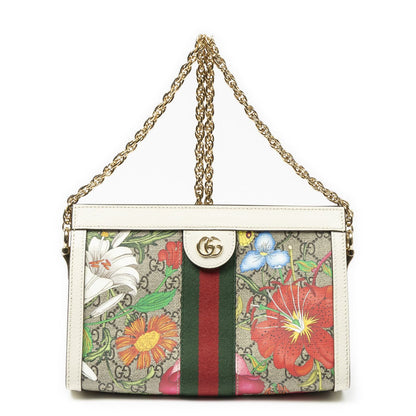 Gucci Small GG Ophidia Ivory Beige Floral Print Supreme Canvas Shoulder Bag