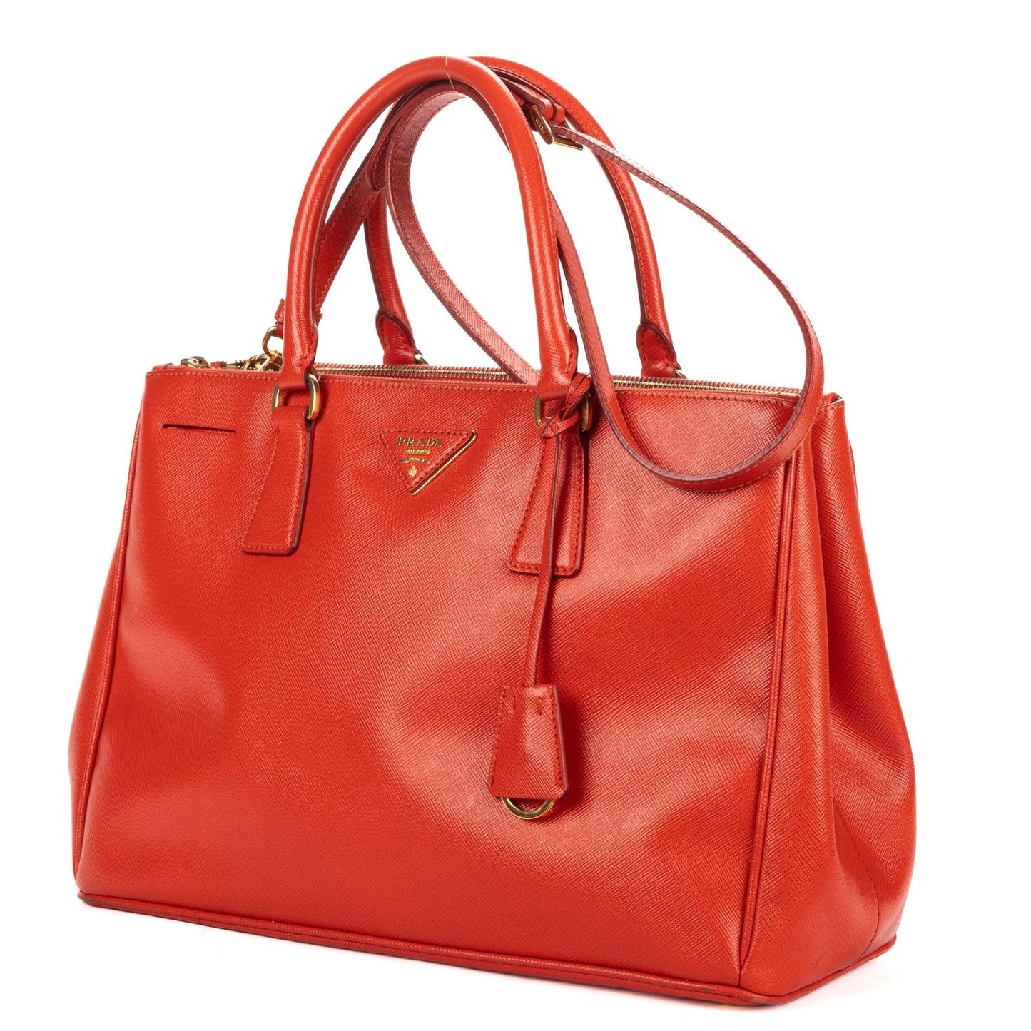Prada Medium Garda Tote Orange Saffiano Luxe Leather — view 2