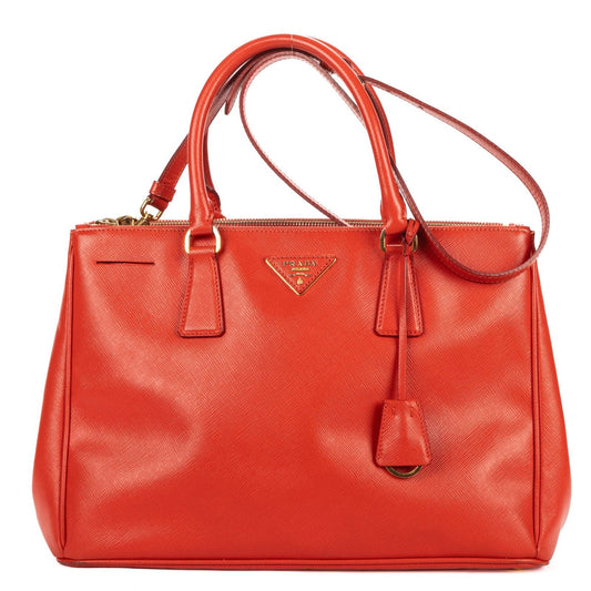 Prada Medium Garda Tote Orange Saffiano Luxe Leather