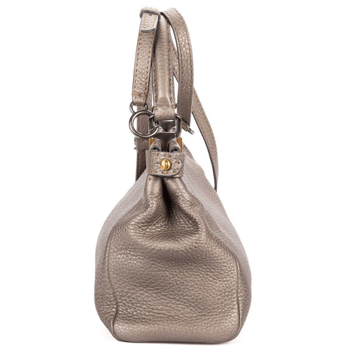 Fendi Medium Peekaboo Gray Selleria Leather Handbag — view 4