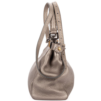 Fendi Medium Peekaboo Gray Selleria Leather Handbag — view 3