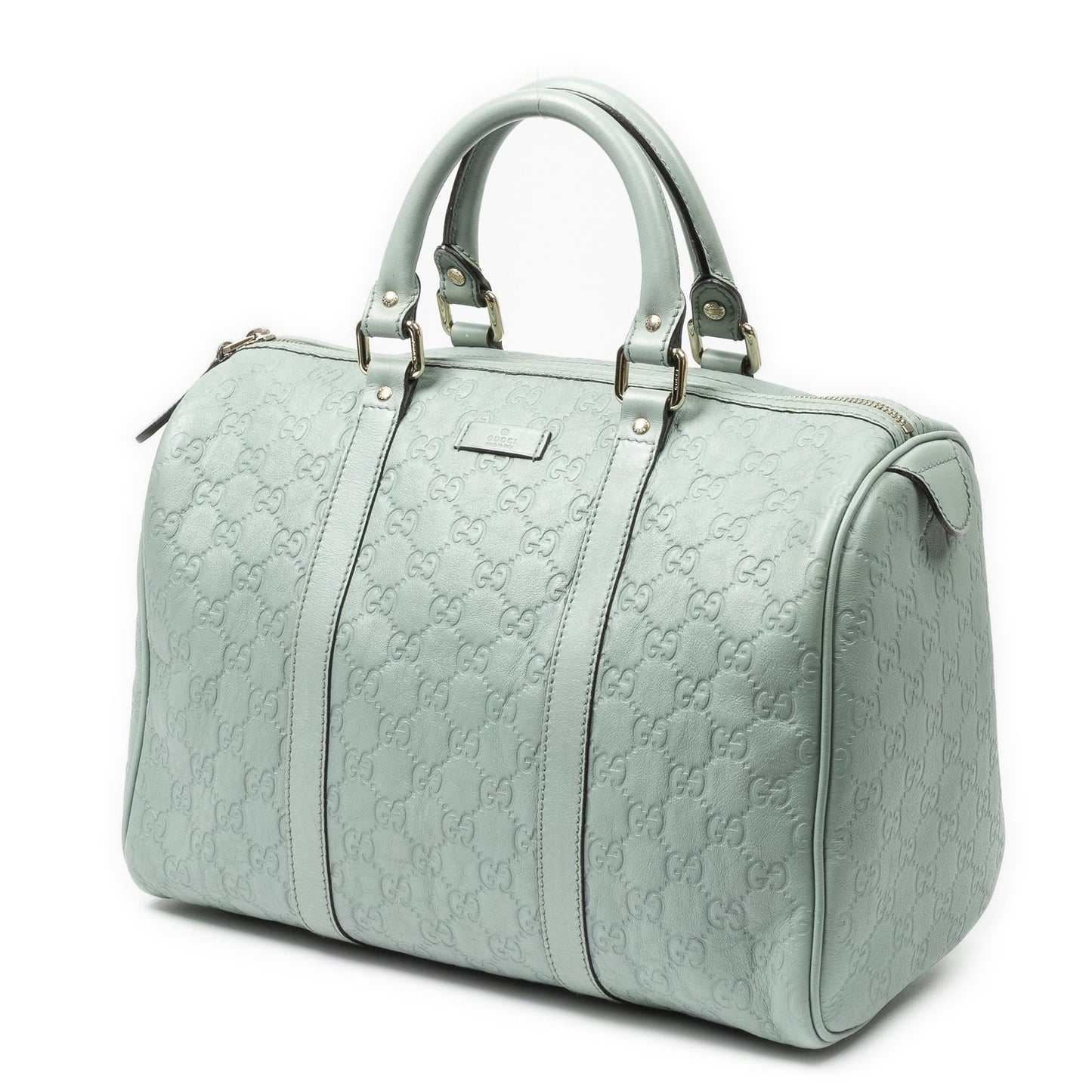 Gucci Medium Boston Light Blue Guccissima Handbag — view 2