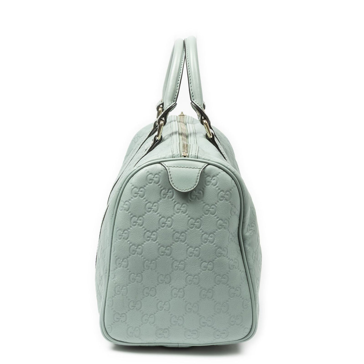 Gucci Medium Boston Light Blue Guccissima Handbag — view 3