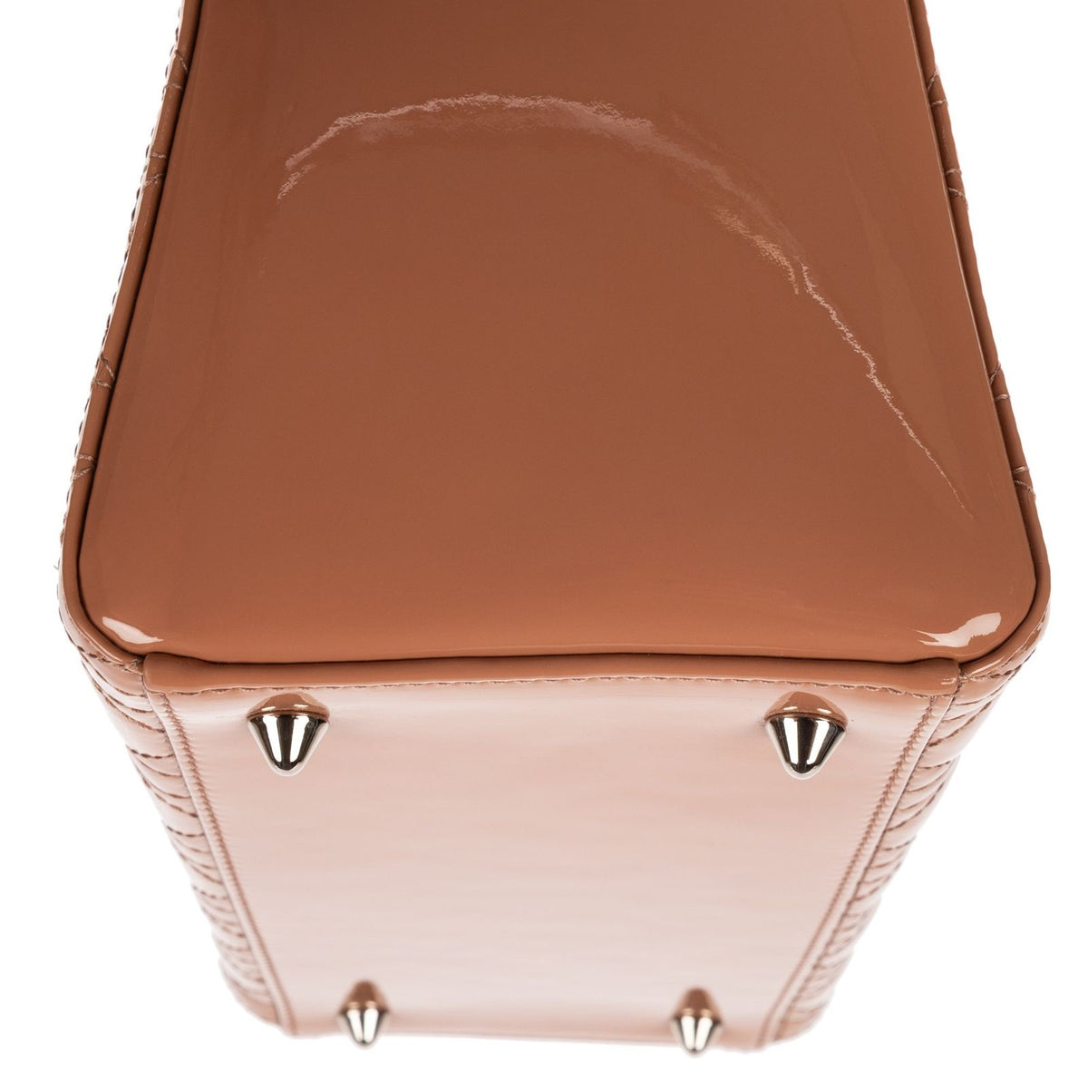 Dior Medium Lady Dior Zip Light Brown Cannage Patent Leather Handbag — view 7