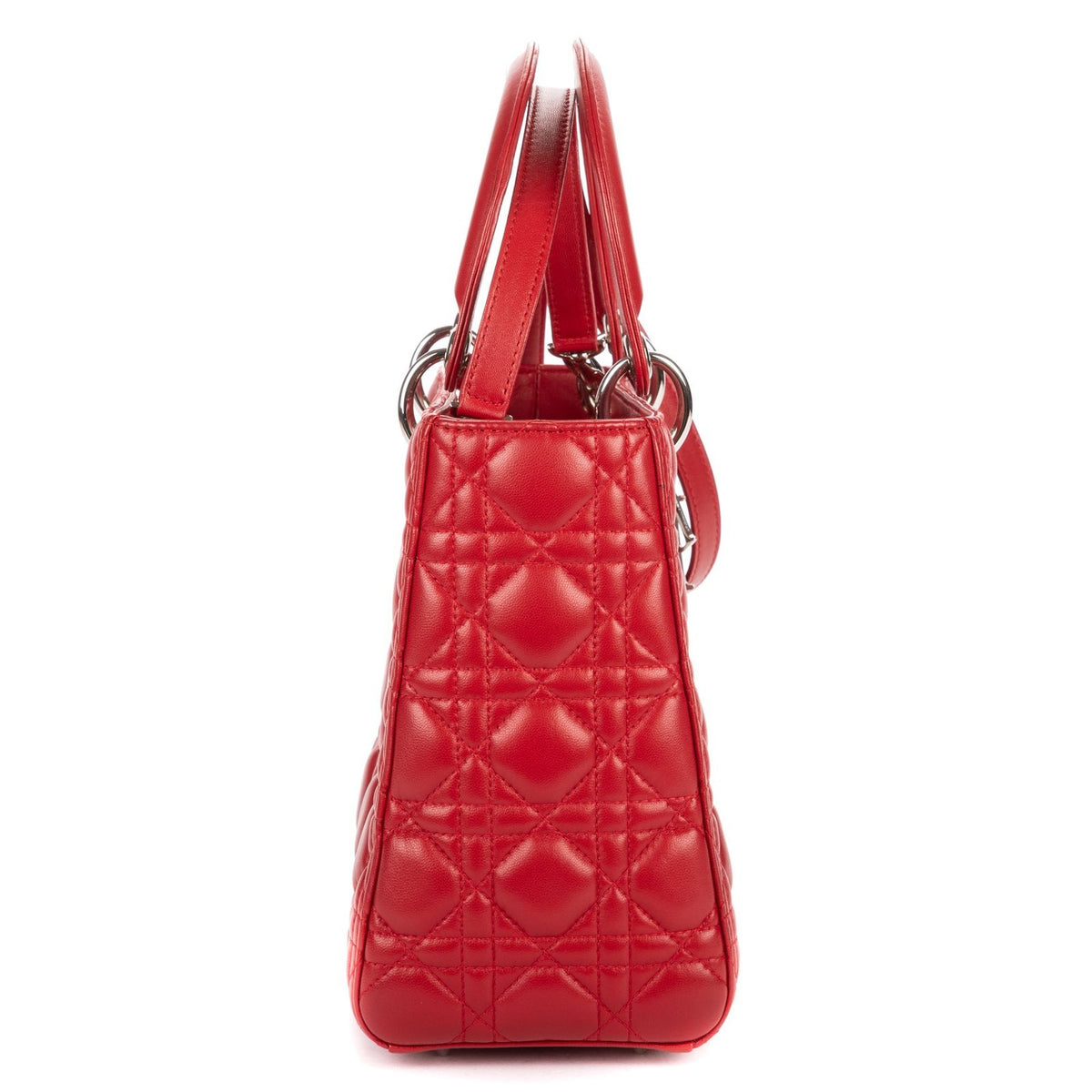 Dior Medium Lady Dior Zip Red Cannage Lambskin Leather Handbag — view 4