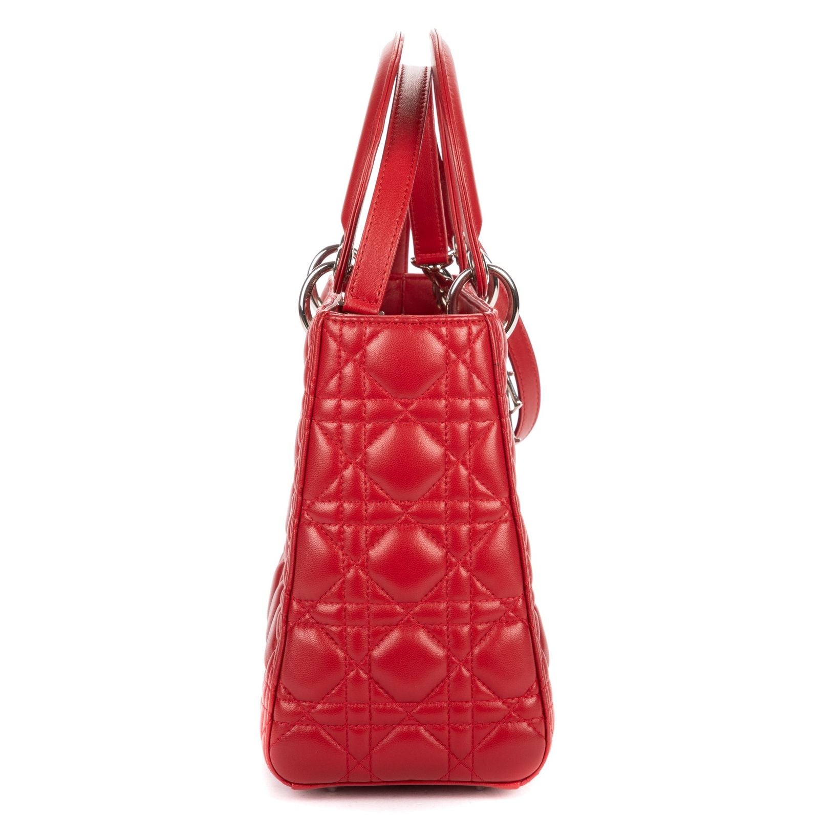 Dior Medium Lady Dior Zip Red Cannage Lambskin Leather Handbag — view 4
