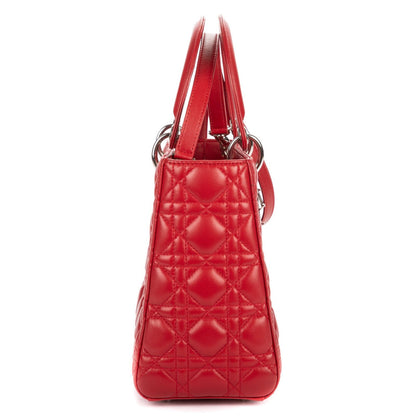 Dior Medium Lady Dior Zip Red Cannage Lambskin Leather Handbag — view 4