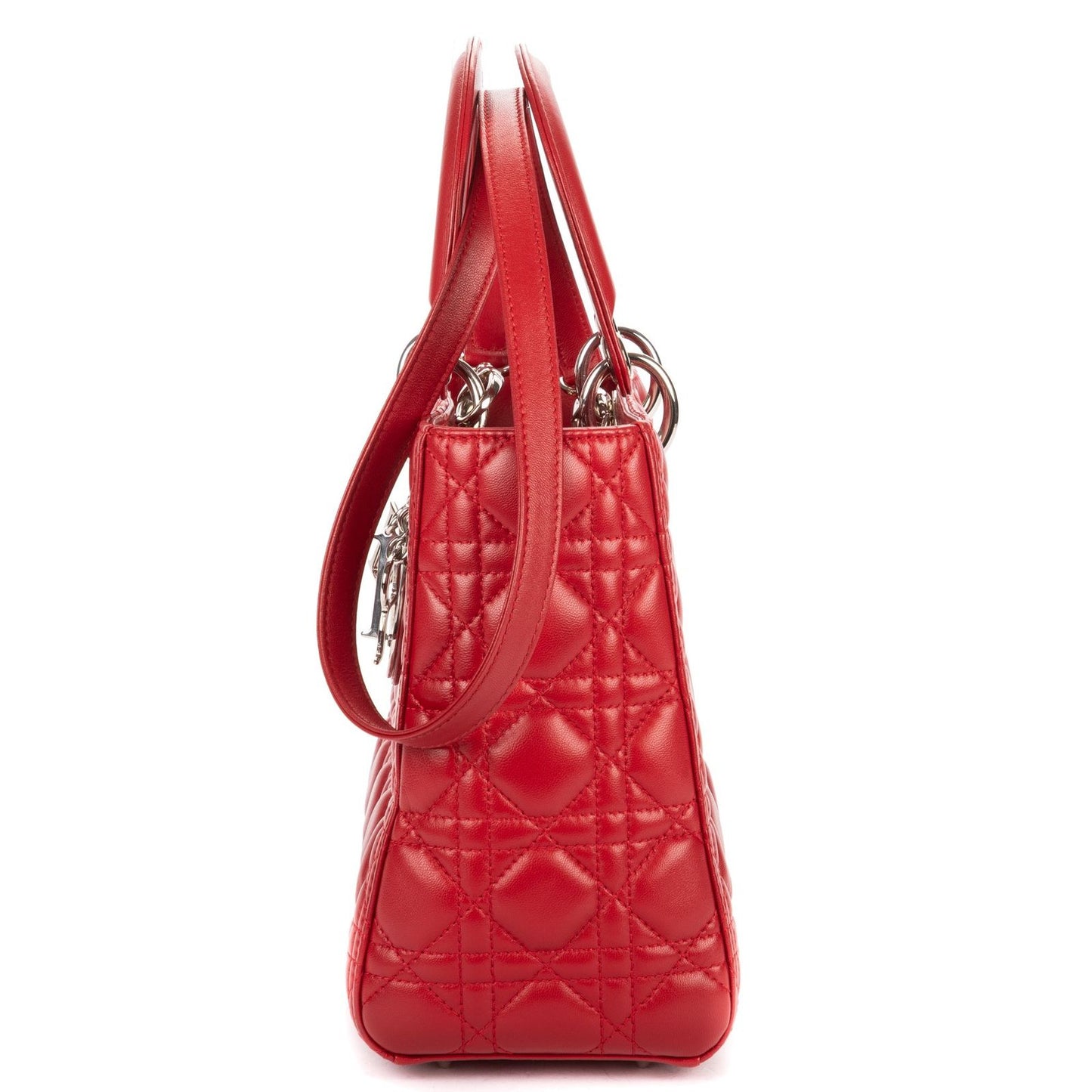 Dior Medium Lady Dior Zip Red Cannage Lambskin Leather Handbag — view 3