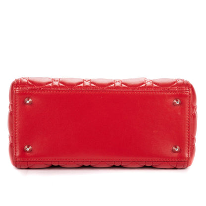 Dior Medium Lady Dior Zip Red Cannage Lambskin Leather Handbag — view 6