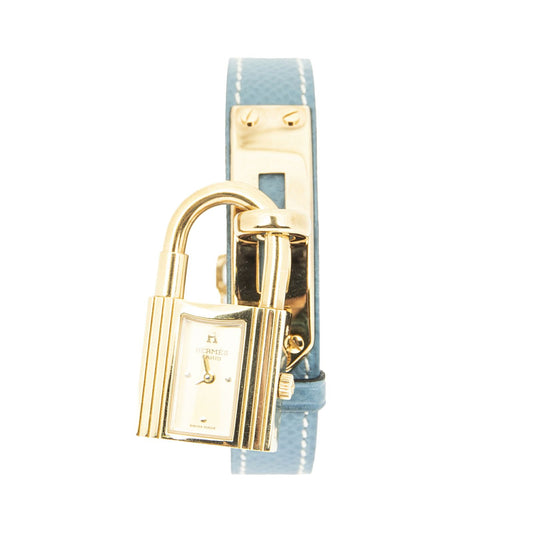 Hermes Kelly Watch Blue Jean Courchevel Leather