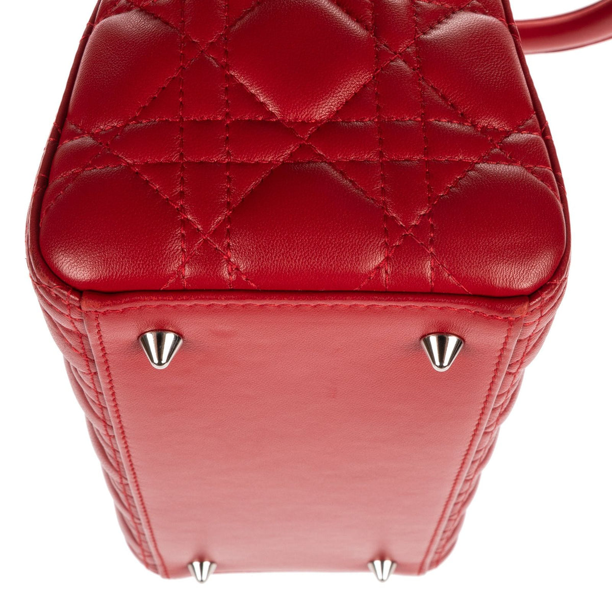 Dior Medium Lady Dior Zip Red Cannage Lambskin Leather Handbag — view 7