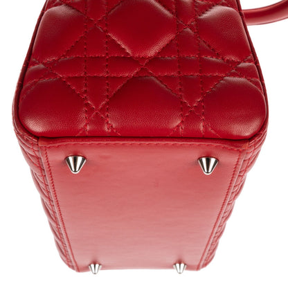 Dior Medium Lady Dior Zip Red Cannage Lambskin Leather Handbag — view 7