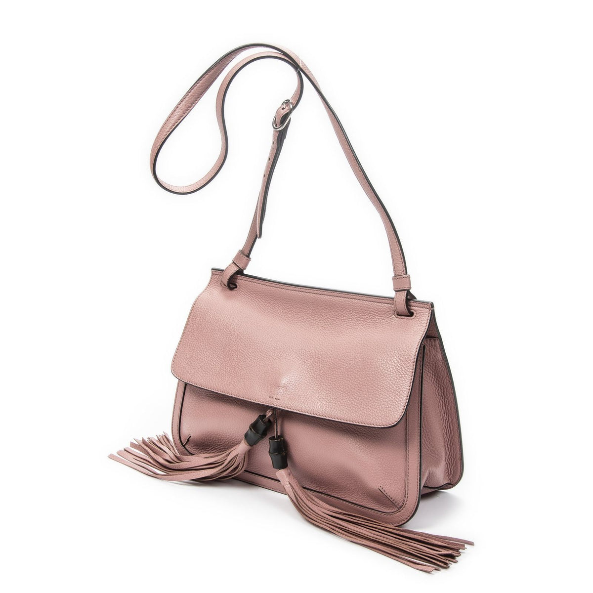 Gucci Medium Bamboo Daily Flap Bag Pink Grain Calfskin Leather — view 2