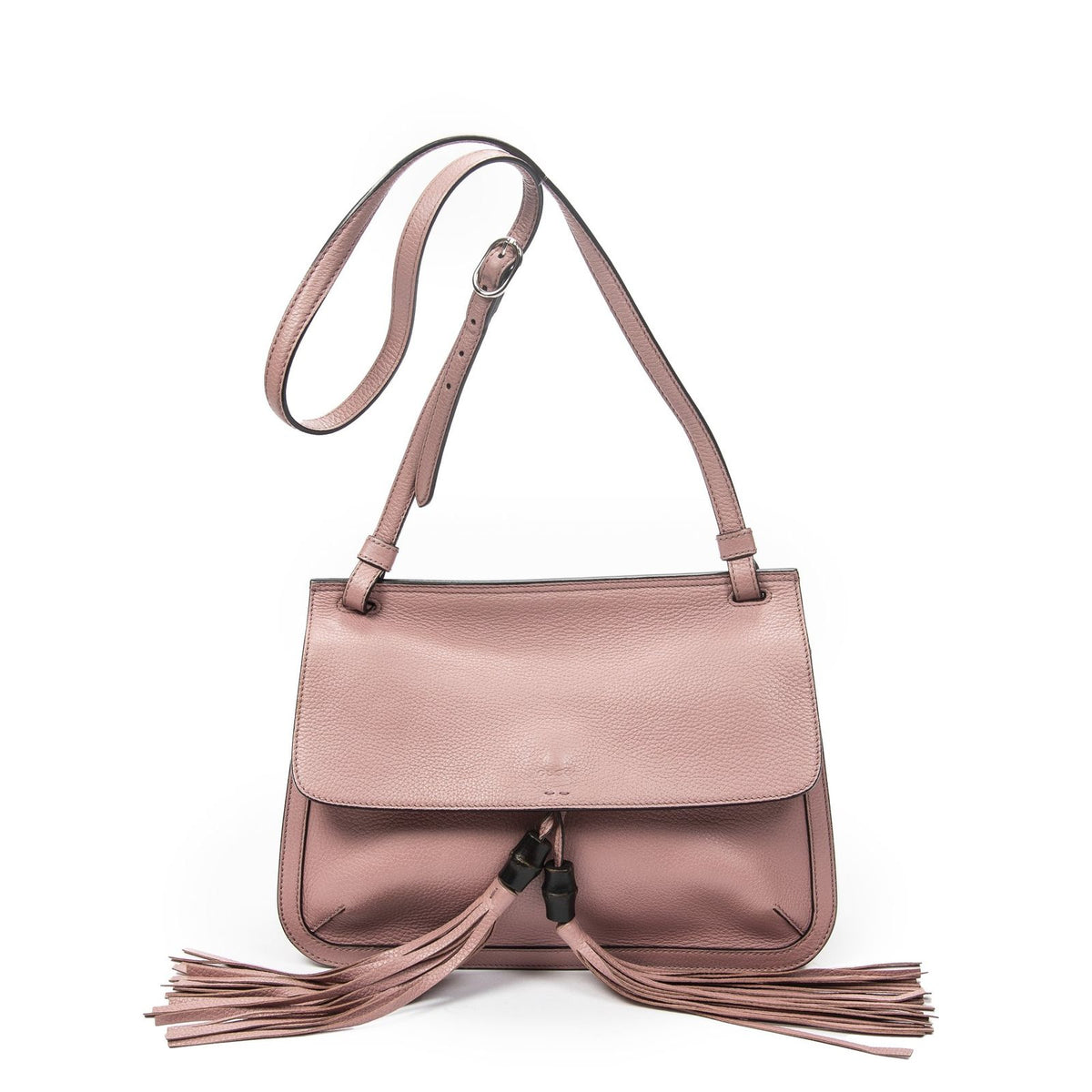 Gucci Medium Bamboo Daily Flap Bag Pink Grain Calfskin Leather