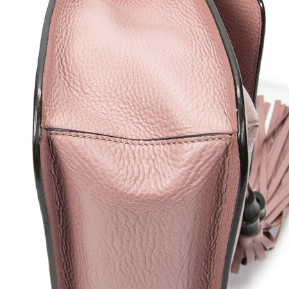 Gucci Medium Bamboo Daily Flap Bag Pink Grain Calfskin Leather — view 7