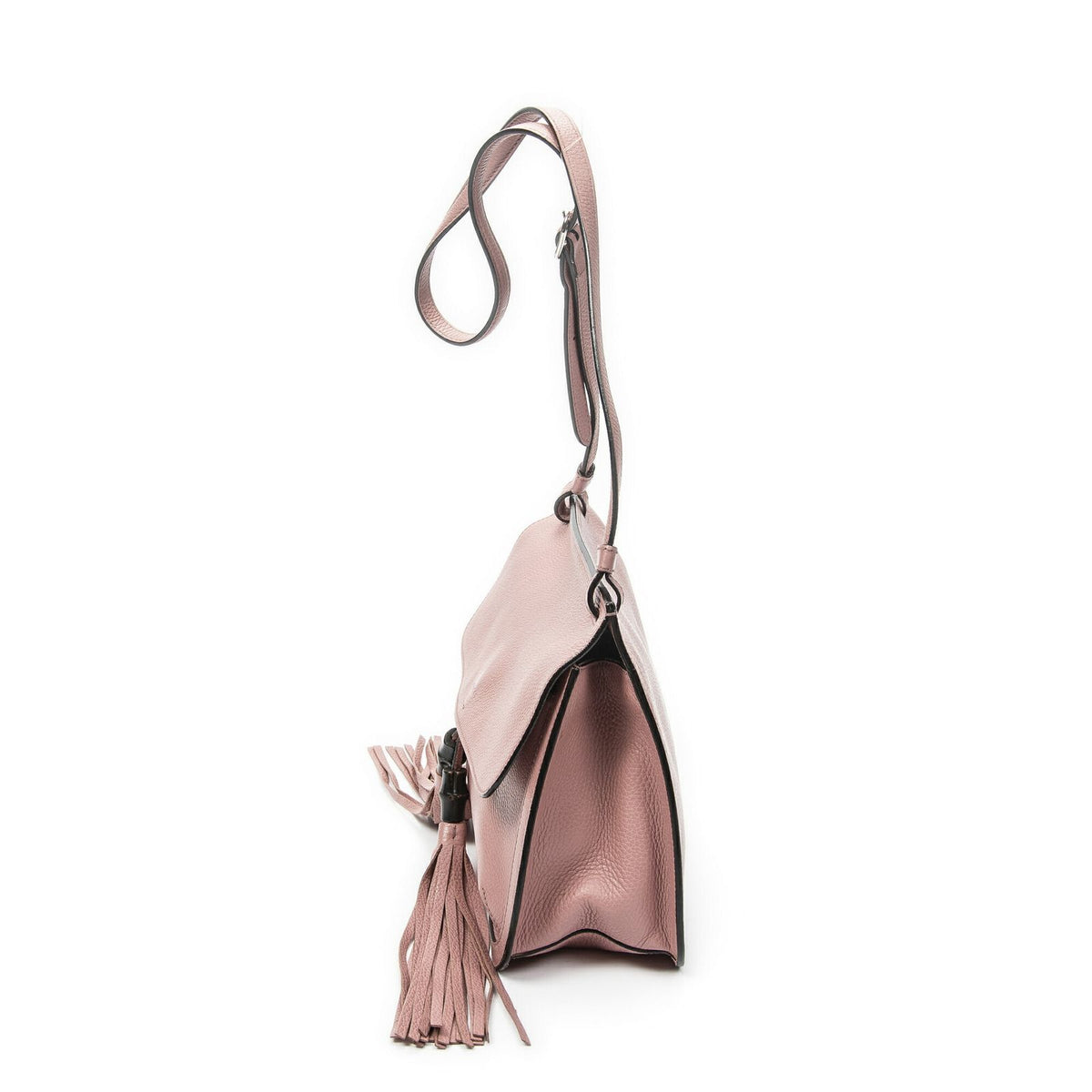 Gucci Medium Bamboo Daily Flap Bag Pink Grain Calfskin Leather — view 3