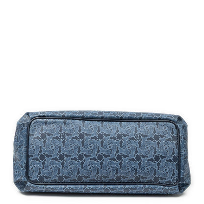 Celine Horizontal Sulky Zip Tote Navy Carriage Print Canvas — view 6