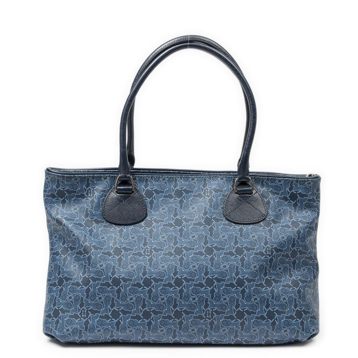 Celine Horizontal Sulky Zip Tote Navy Carriage Print Canvas — view 5