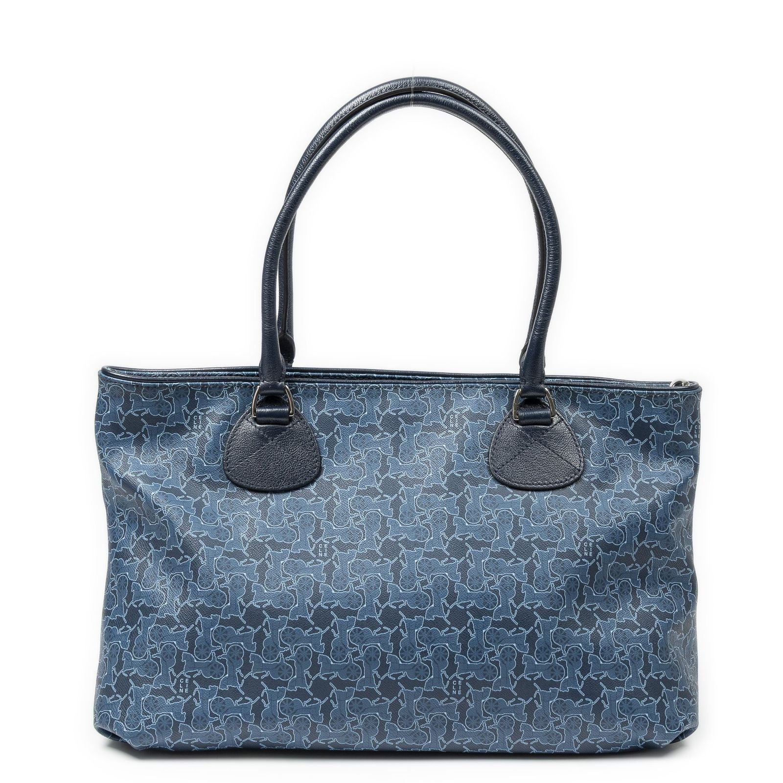 Celine Horizontal Sulky Zip Tote Navy Carriage Print Canvas — view 5