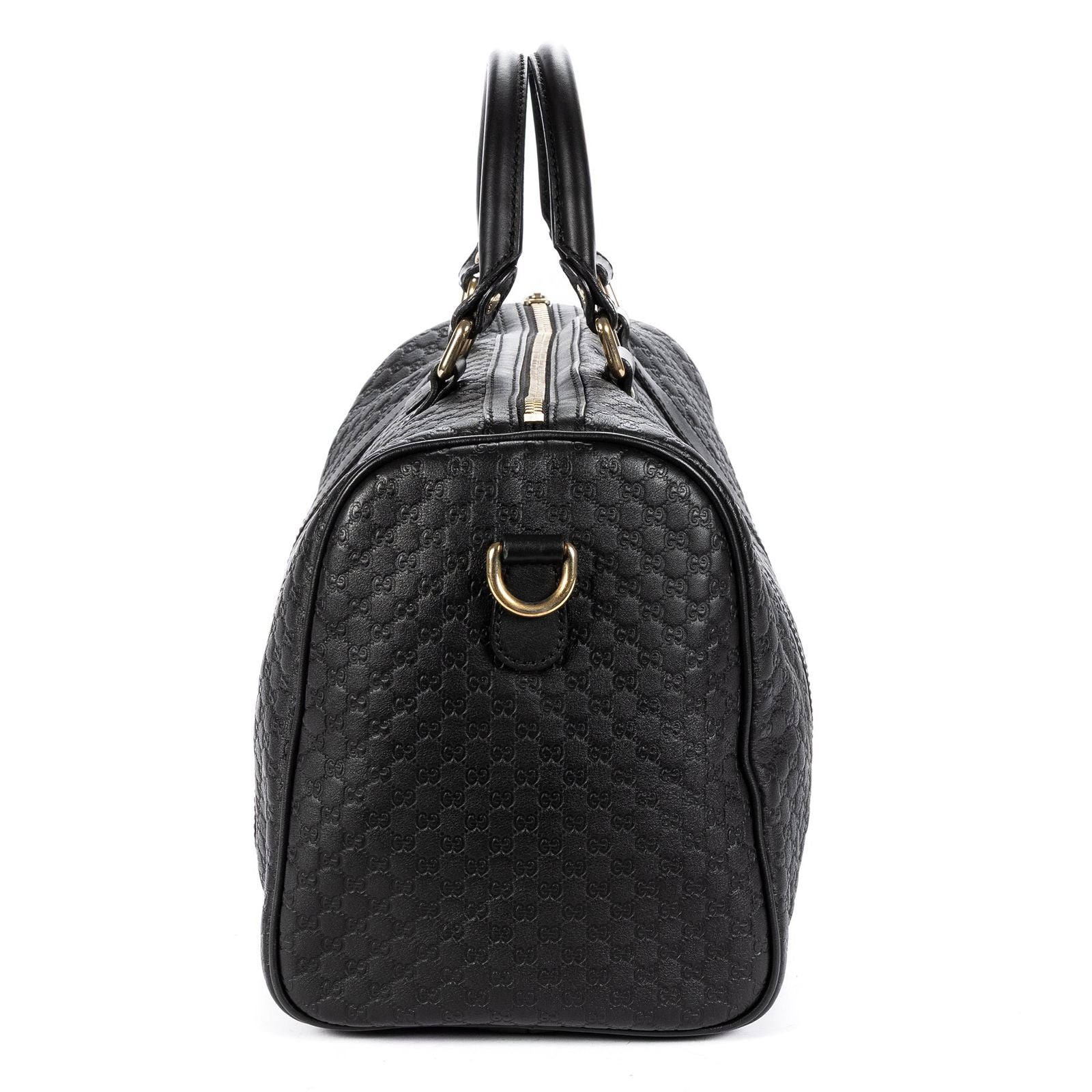 Gucci Medium Boston Black Micro Guccissima Leather Shoulder Bag — view 3