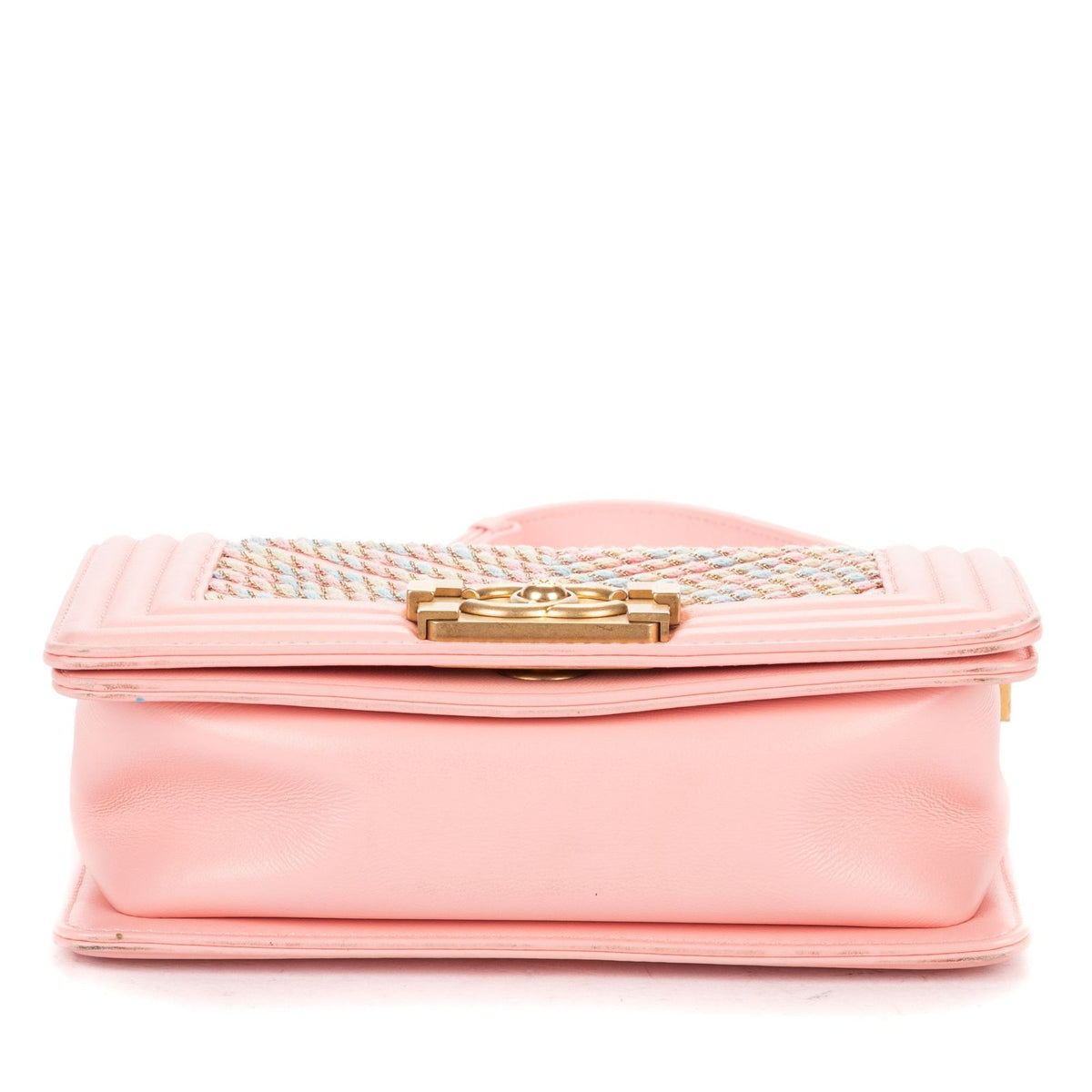 Chanel Limited Edition Weave Mini Boy Flap Bag Pink Che Blanc Embroidery Leather — view 6