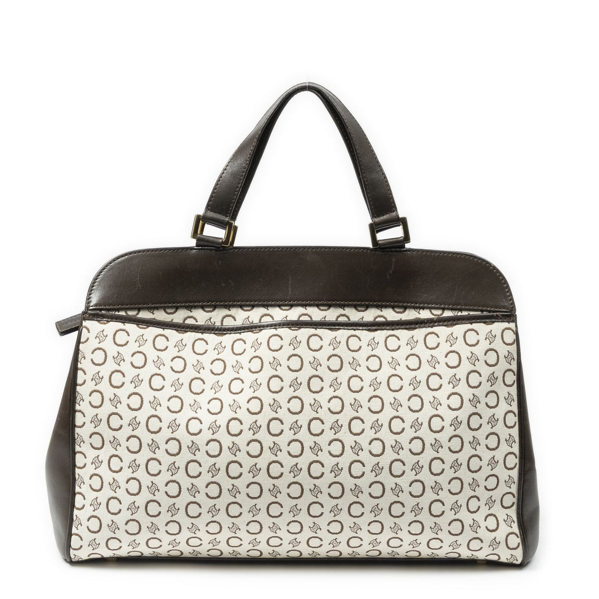 Celine Vintage Document Tote Ivory Dark Brown C Macadam Canvas