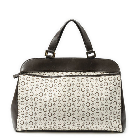Celine Vintage Document Tote Ivory Dark Brown C Macadam Canvas