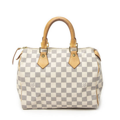 Louis Vuitton Speedy Ivory Damier Azur Handbag — view 5